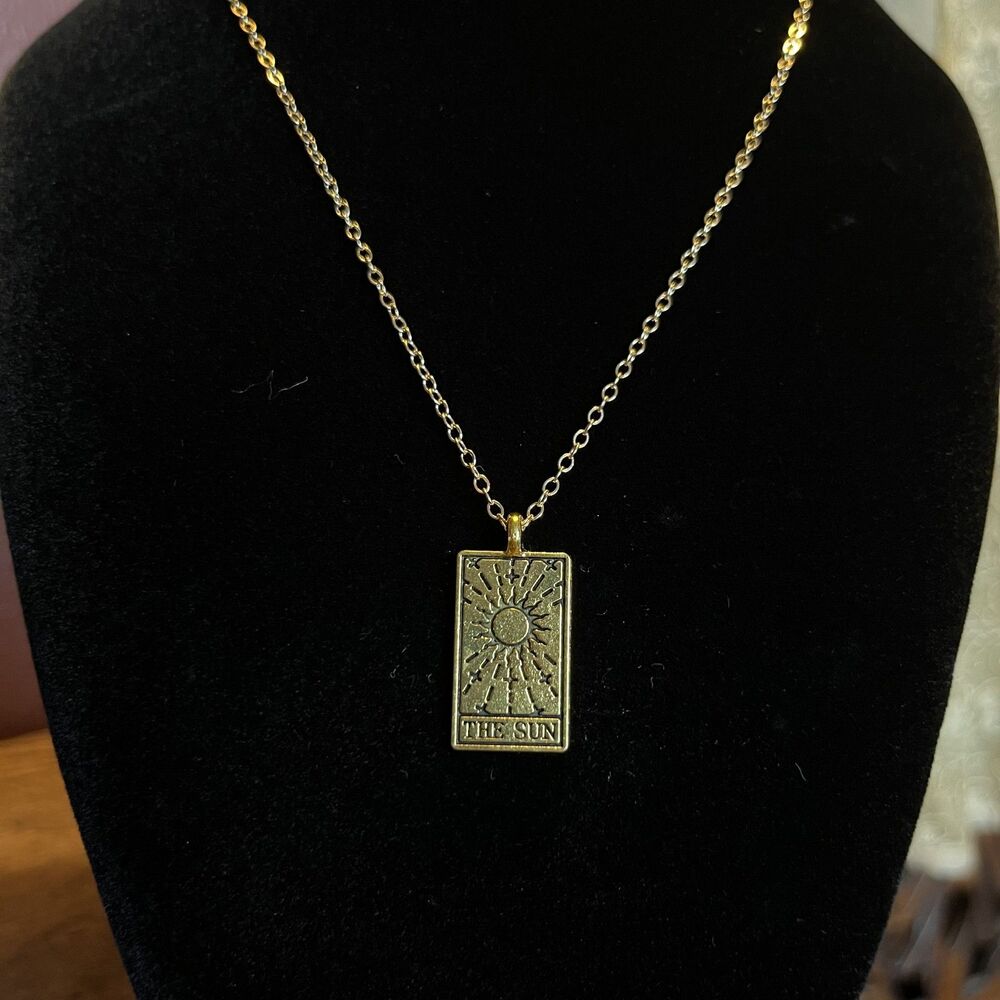 The Sun Gold Tone Tarot Necklace 16 in Whimsygoth Practical Magic Eccentric